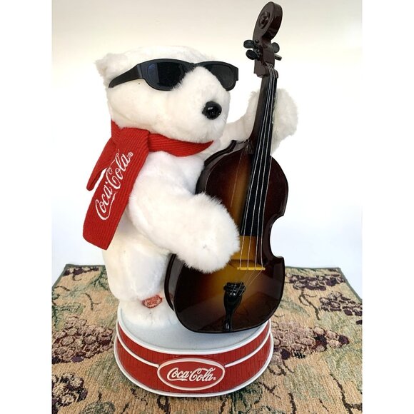 Coca-Cola Musical Polar Bear Jazz Band Bass Player Christmas Decor Music - Picture 2 of 16